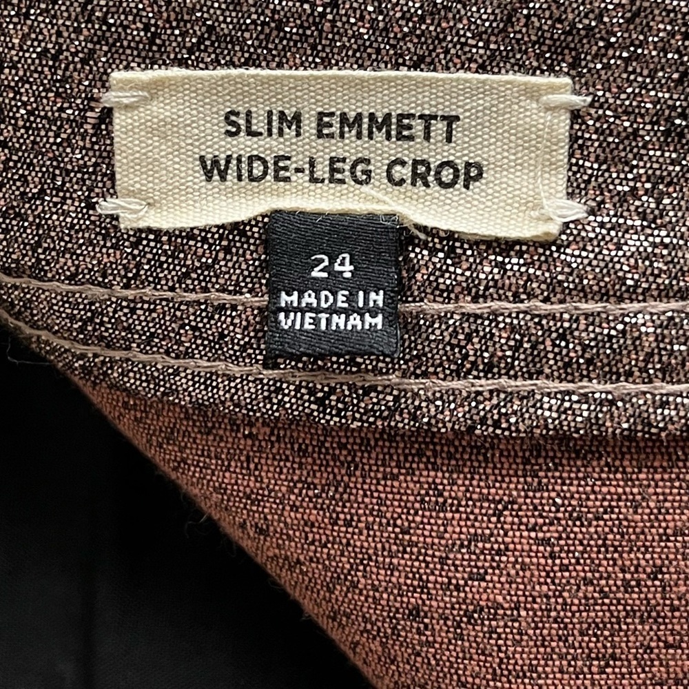 Madewell Slim Emmett Wide Leg Crop Metallic Pants 24 - Picture 7 of 10
